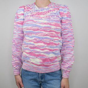 Vintage 80s Pink and Purple Knit Sweater